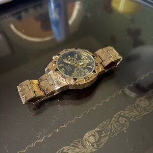 Gold Skeleton Dial Watch with Elegant Design